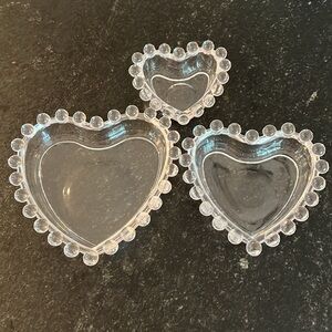 Clear Heart-Shaped Glass Dishes